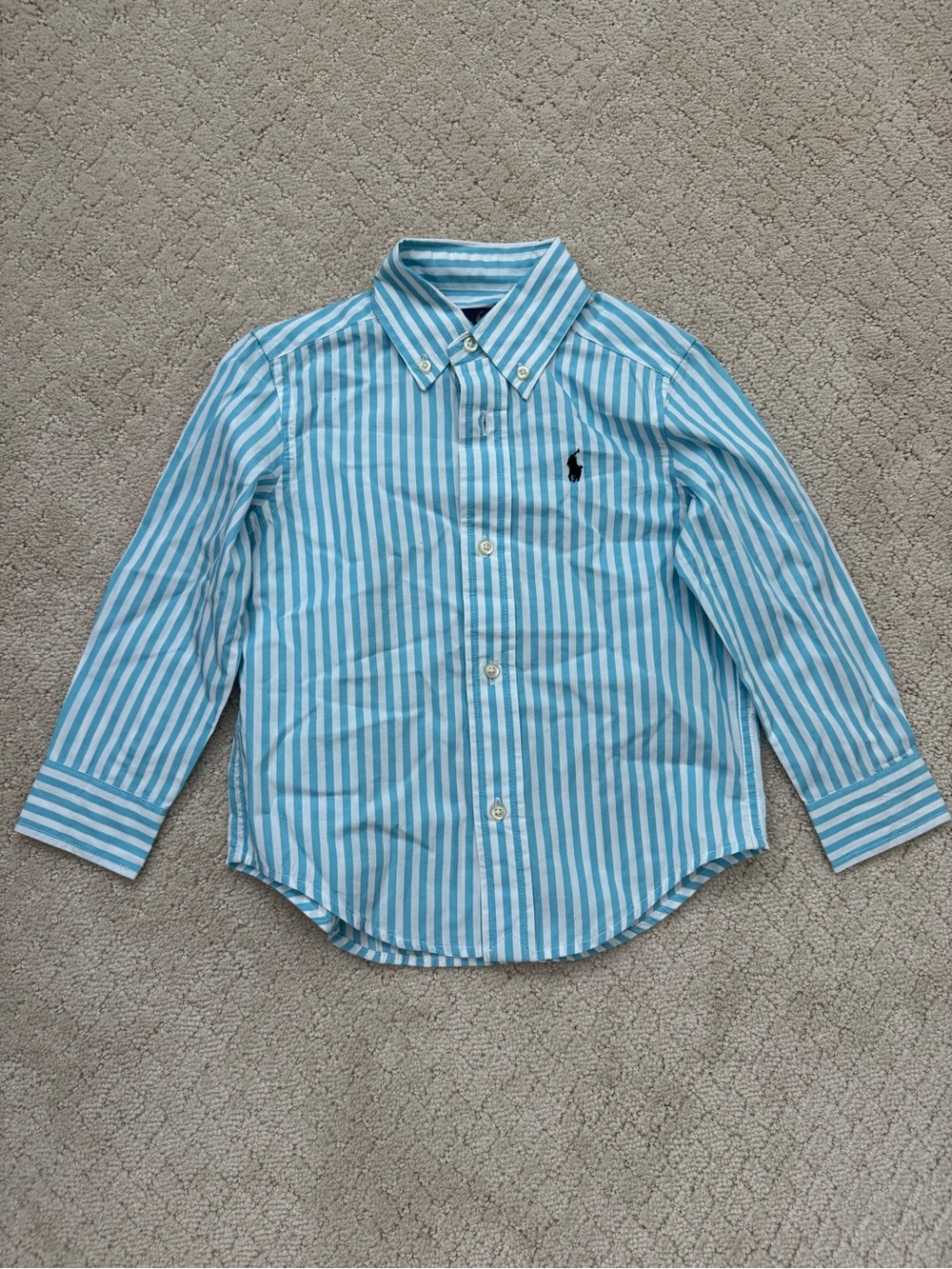 Ralph Lauren Light Blue & White Striped Button-Down Shirt for Kids